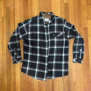 Legendary Whitetails Black and Green Plaid Button Down 100% Cotton Shirt